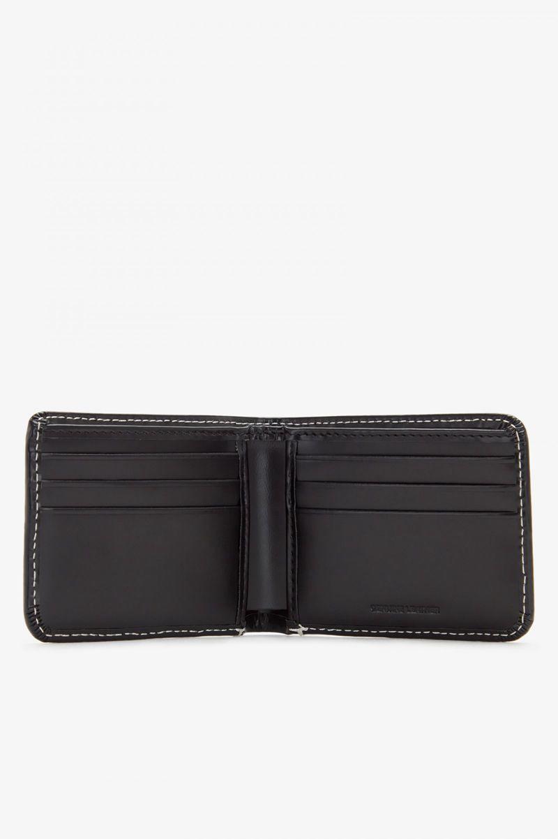 Black Fred Perry Contrast Trim Leather Billfold Men's Bags | PH 1038KORI